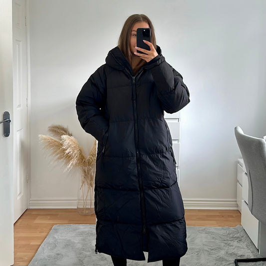 Premium Long Hooded Padded Coat | Black