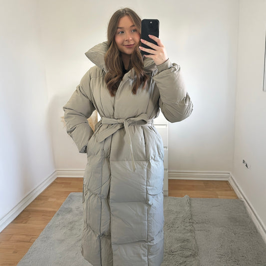 Premium Long Padded Duvet Coat | Taupe